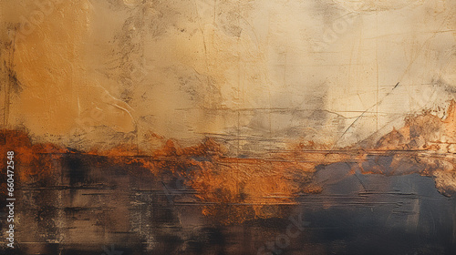 parede arte textura abstrata em  Tons terrosos, cobre e dourado photo