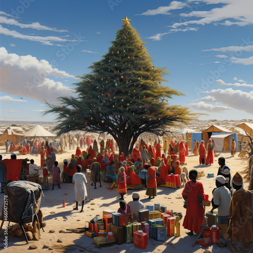 Christmas in the African Savanna, Generative AI illustration