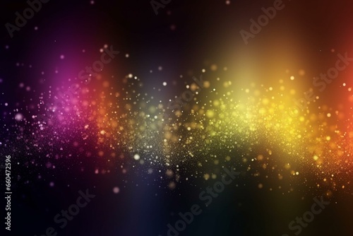 Abstract shimmering background with colorful particles and lights. Generative AI