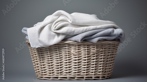White wicker laundry basket...