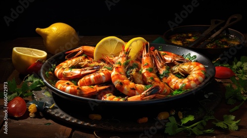 Spicy lemon grilled seafood