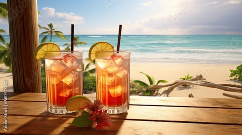 Fototapeta Naklejka Na Ścianę i Meble -  tropical beach backdrop for two drinks