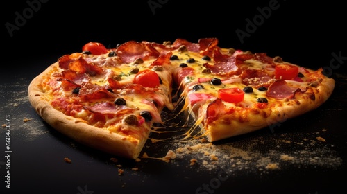 Pizza delicious on a dark s...