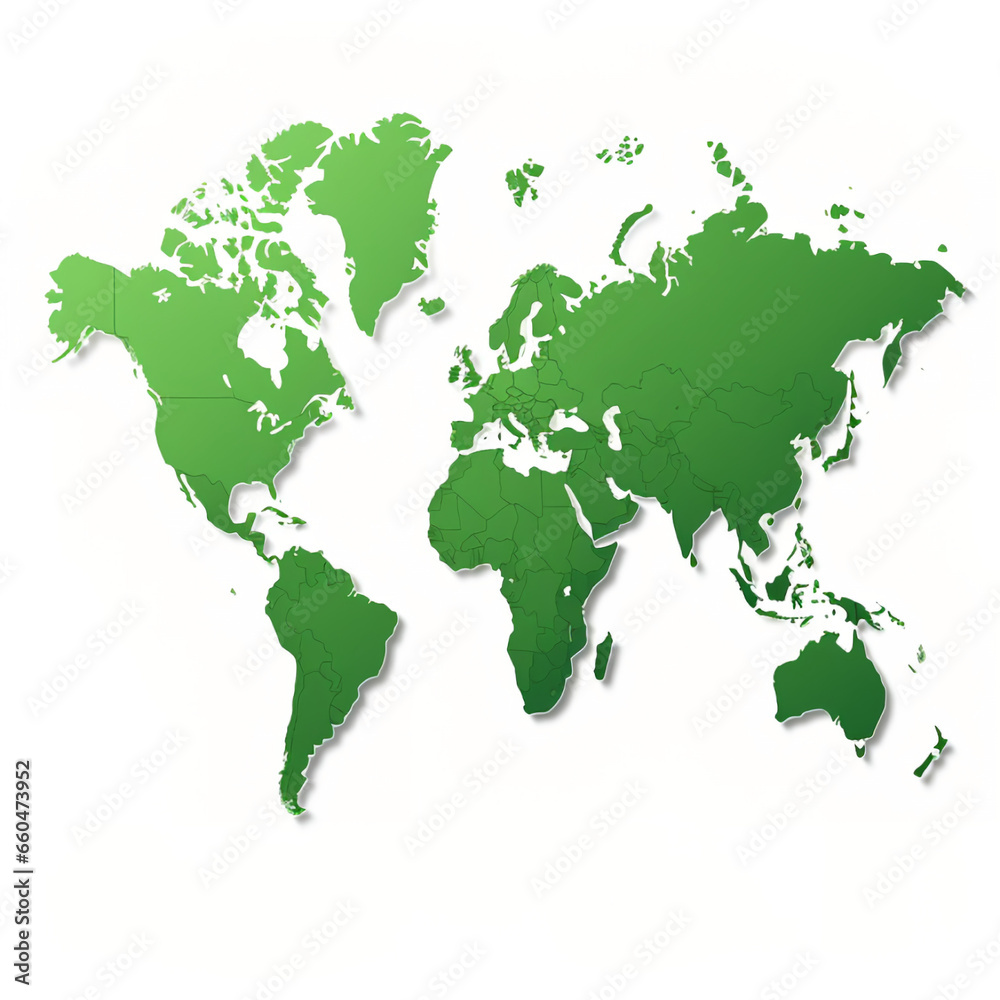 green world map on a white background vector graphics ecology, Al Generation