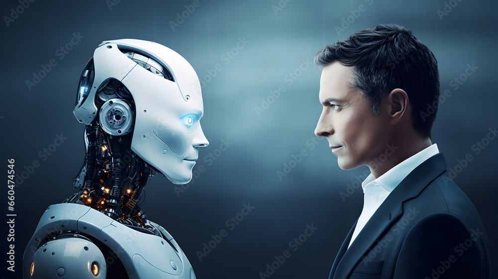 Artificial Intelligence in daily lives, Visual and Ethical Concepts of AI in the Near Future, Futuristic robot, Cyberpunk Artificial Intelligence in daily lives, Visual and Ethical Concepts of AI in the Near Future, Futuristic robot, Cyberpunk