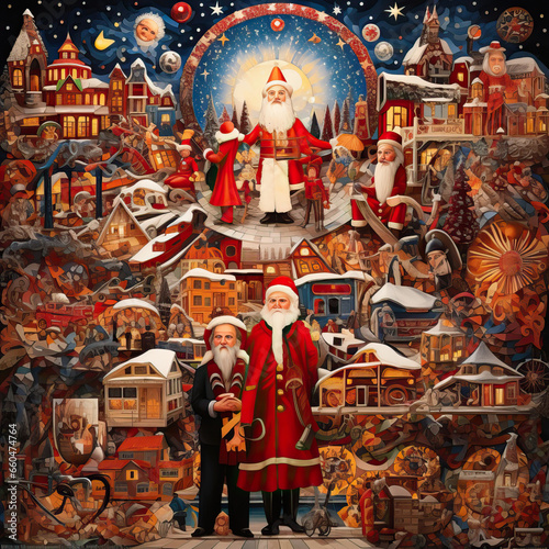 Mosaic of Holiday Traditions  Generative AI illustration