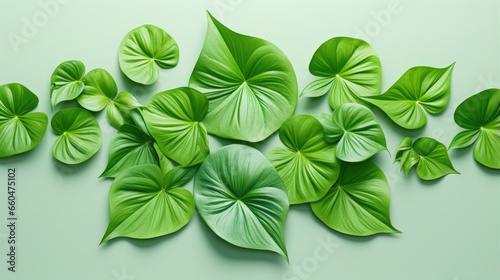 Minimalistic arrangement of leaves Nature theme Flat lay