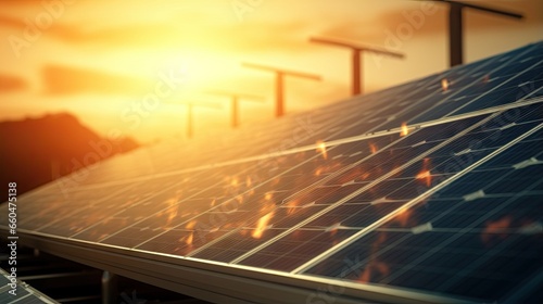 Successful investment in the renewable energy industry with charts and data on solar panel installation shown in stock market index