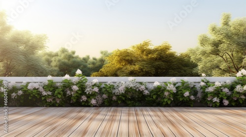 White garden wall with 3D r...