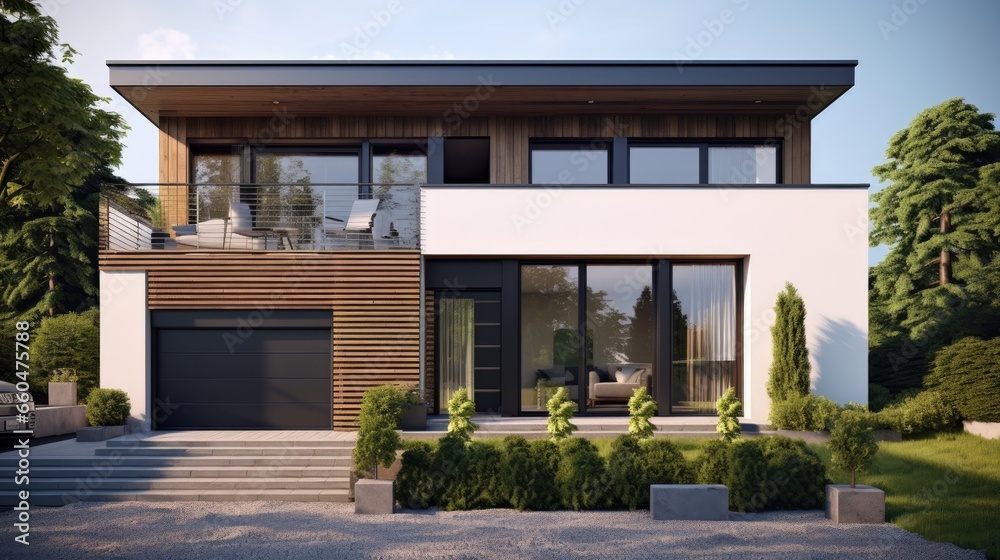 Standard exterior of contemporary suburban residence