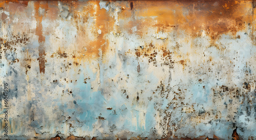 Blue Rusted Wall Texture, Old Iron Texture With Copy Space