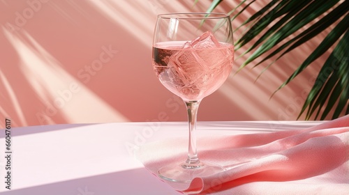 Pink champagne on a table w...