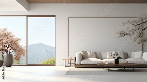 Minimal modern white living...