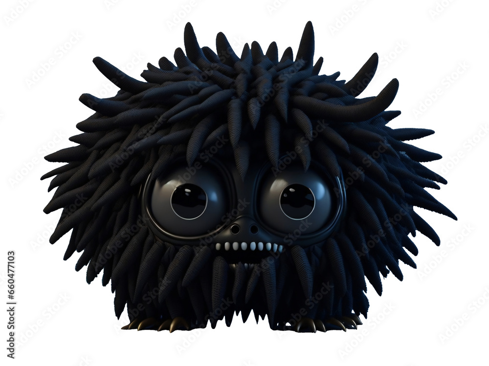 Cute and funny green monster 3D cartoon character on transparent background. Generative Ai.