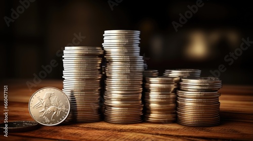 Stack of coins with up arro...