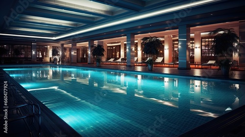 Underwater LED lights make swimming pools a cool and relaxing place to swim perfect for promoting the pool business © vxnaghiyev