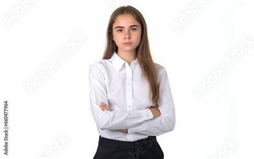 Smart Casual Office Shirt uniform Girl Teenager. AI, Generative AI