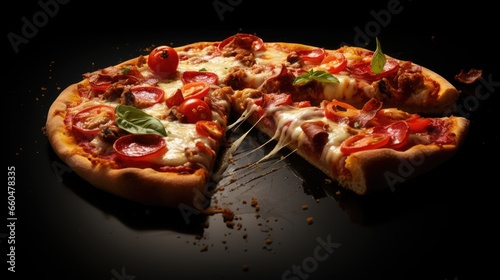 Pizza delicious on a dark s...