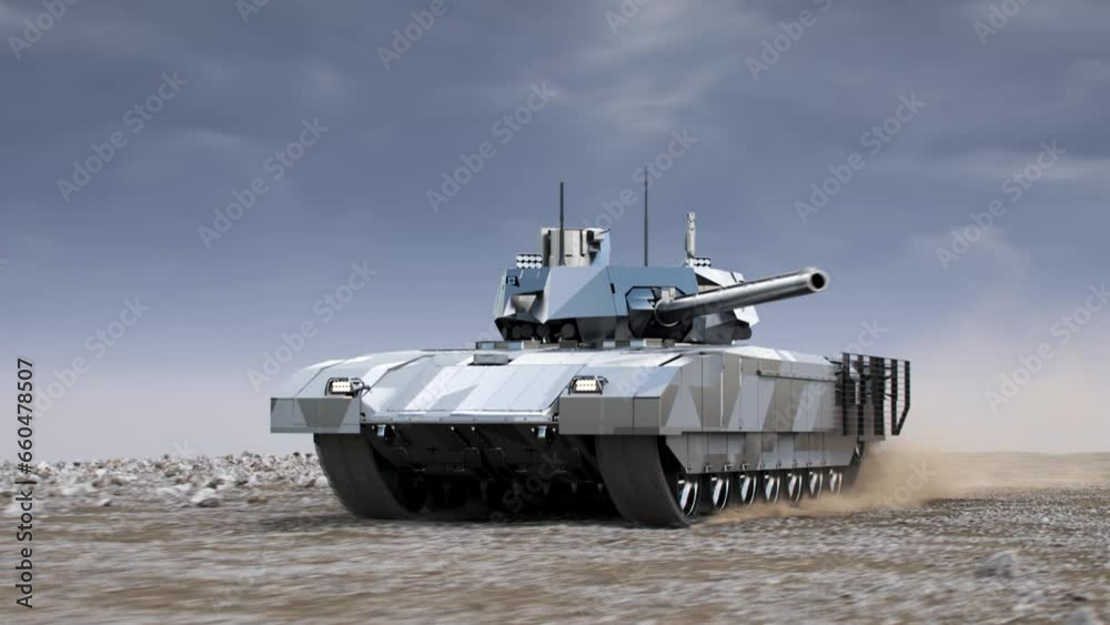 Modern tank rides across the field Modern tank rides across the field