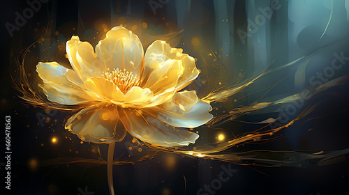 flor dourada ouro com brilho  photo