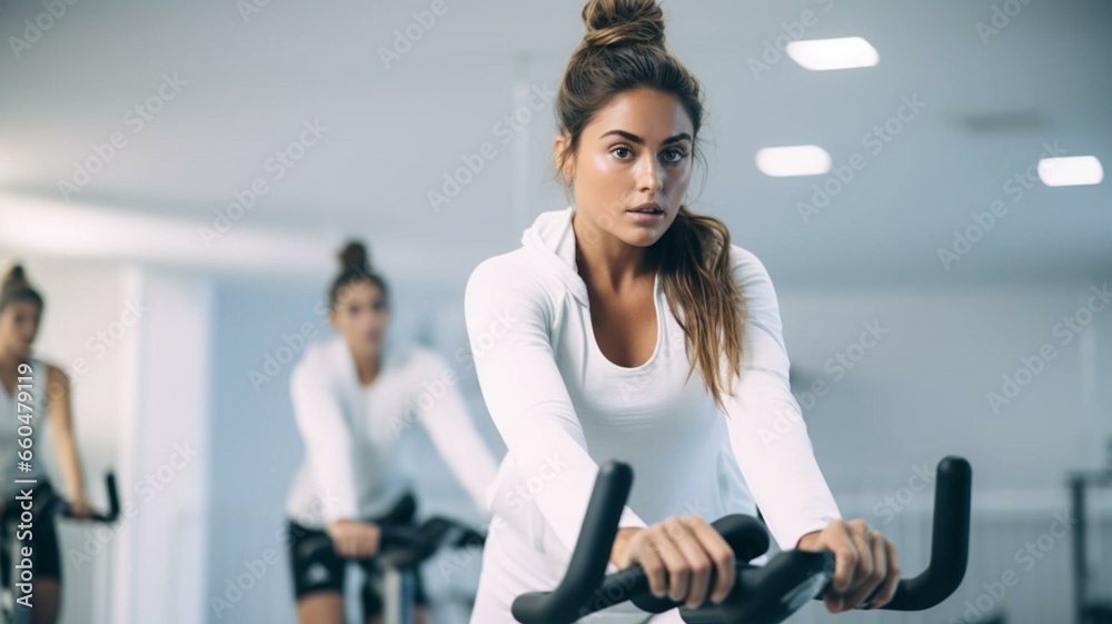 woman exercising in gym woman exercising in gym