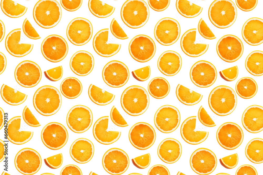 oranges and slices of orange, seamless pattern background