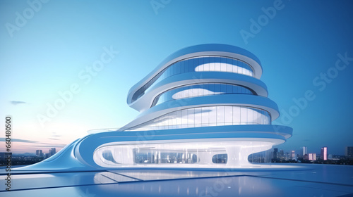 3D render of futuristic architecture Skyscraper building