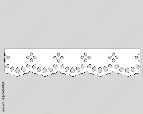 vintage lace cotton vector Decorative ornament for border of fabric Stylized texture of embroidery, imitation satin stitch. Abstract background texture ornamental style. Seamless design collar	