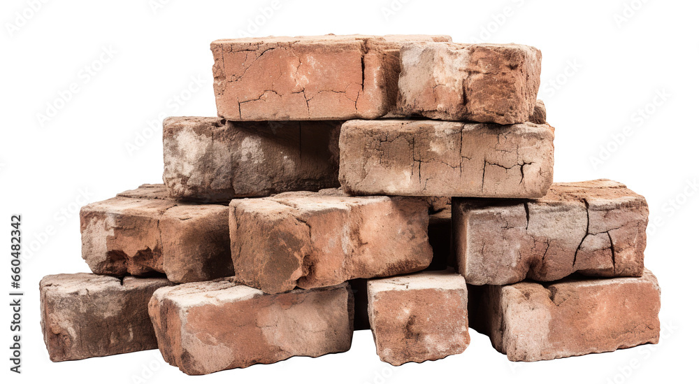 Obraz premium Old red bricks cut out