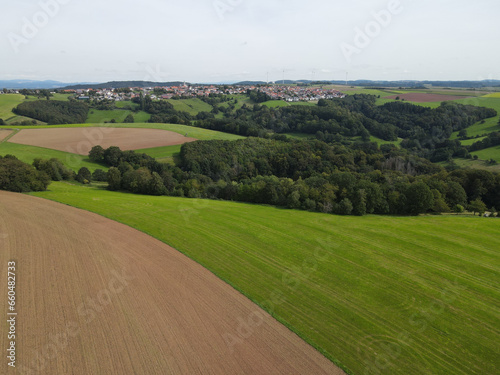 Brown agriculture field with soil in the countryside 