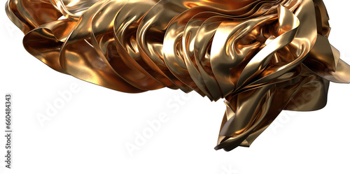 Gilded Waves: Abstract 3D Gold Cloth Illustration with Fluid and Dynamic Motions