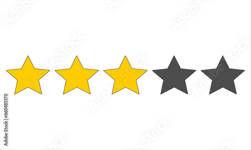 three star rating image in a white rectangular