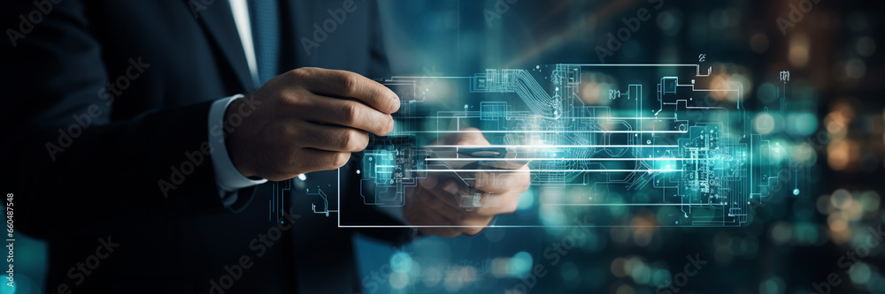 businessman touching screen businessman touching screen