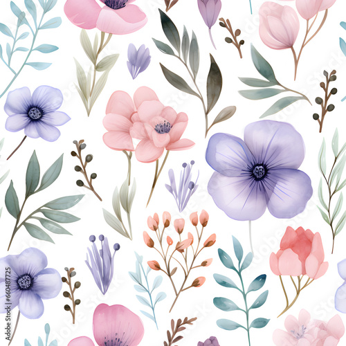 Pastel watercolor flower clipart on a white background.