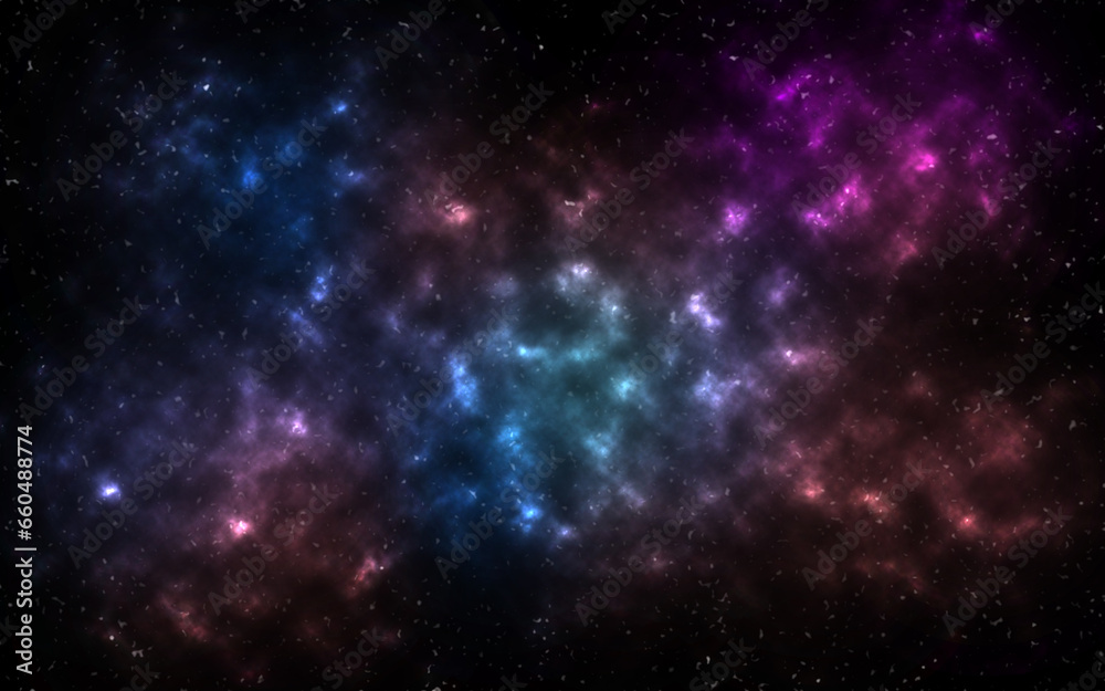 A bright, beautiful cosmic nebula. illustration of space galaxy.