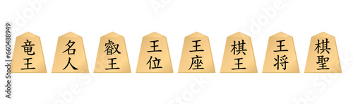 将棋の8大タイトル。竜王、名人、叡王、王位、王座、棋王、王将、棋聖。