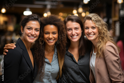 group potrait photo of diverse women at the office