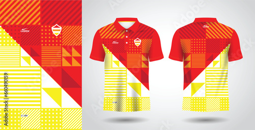 red yellow polo shirt sublimation sport jersey template