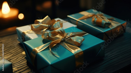 Colorful gift boxes on a festive background