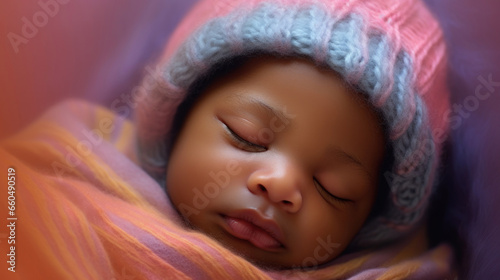 Dark-skinned newborns on a colorful background