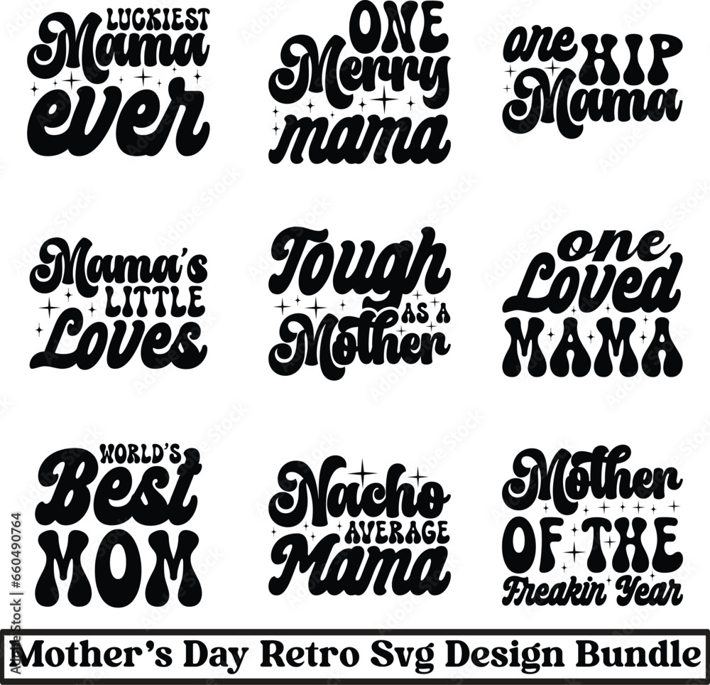 Fototapeta premium mother's day retro svg design bundle and digital download