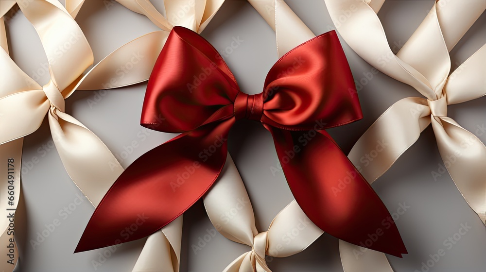 white and red ribbons with grey background white and red ribbons with grey background
