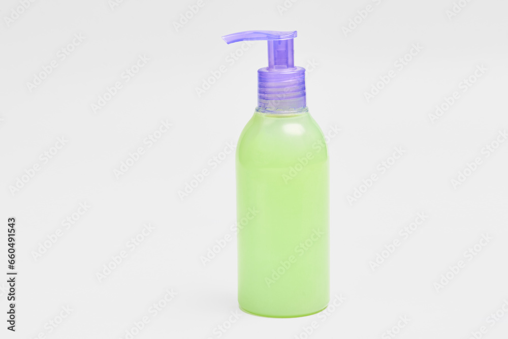 bottle with green shower gel isolated on white background bottle with green shower gel isolated on white background