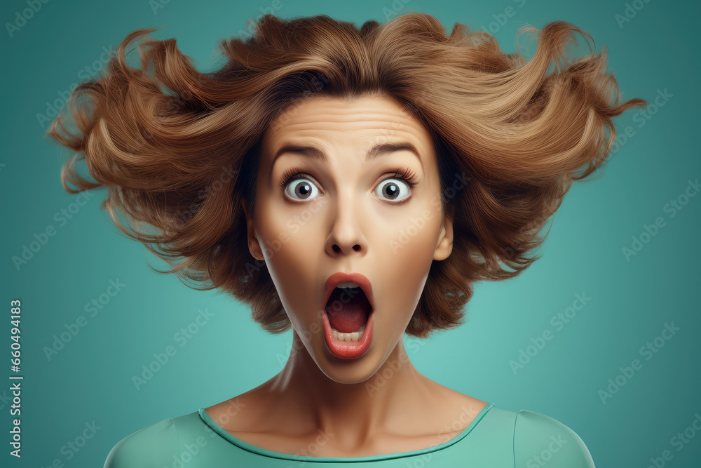 a woman making a surprised face