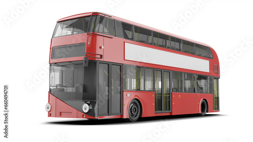 Double-decker bus 3D rendering isolated on transparent background