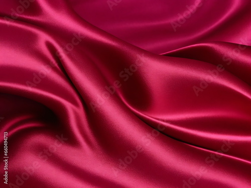 Red silk cloth texture background, luxury red wavy silky smooth background