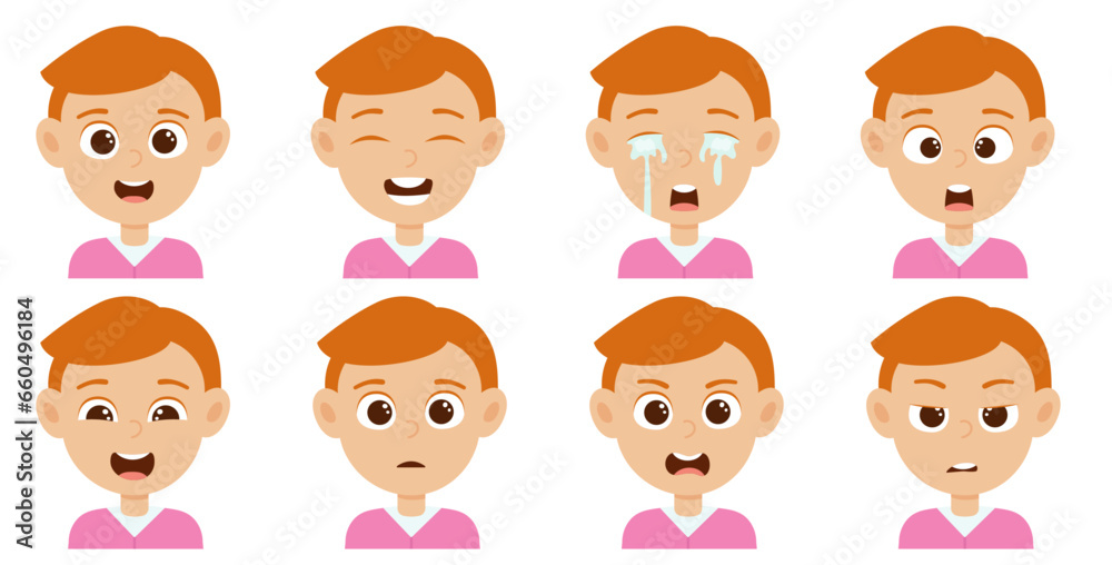 Cute little red hair boy avatar with different facial expression Cute little red hair boy avatar with different facial expression