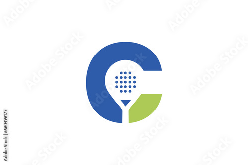 Padel font Letter C padel logo design vector