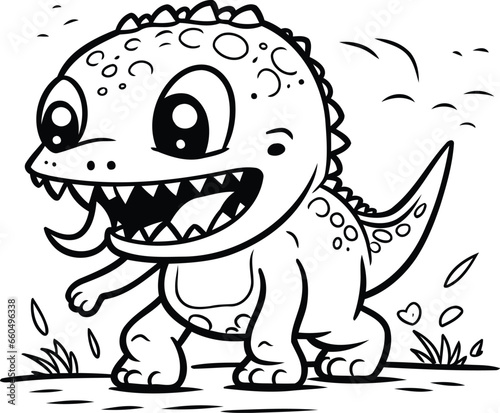 Cute dinosaur cartoon. Vector illustration for coloring book or page.