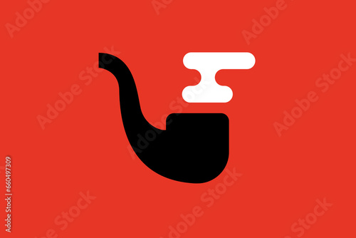 smoking pipe illustration.  Vector illustration  in flat style design.